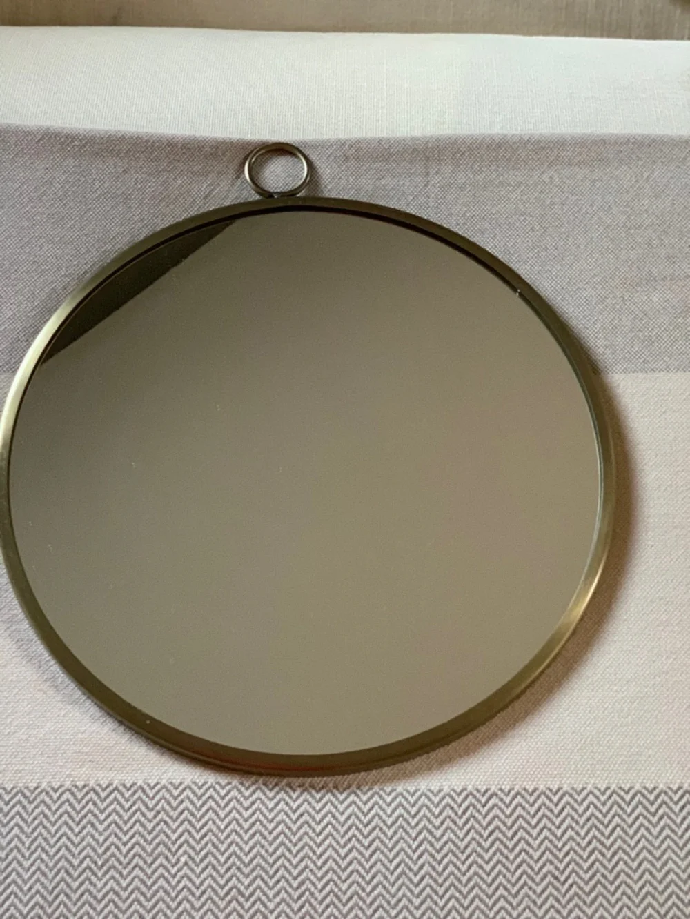 Lacquered Brass Ring Finish Round Wall Mirror 12” x 12”